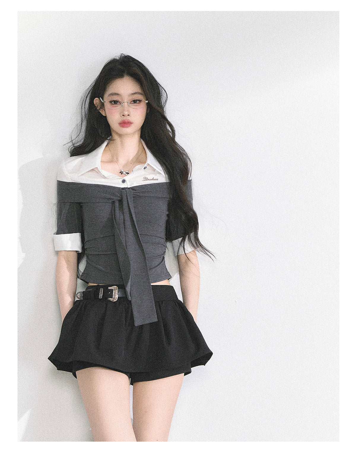 SHAOYEYAN American Style Mock Two-Layer Tee