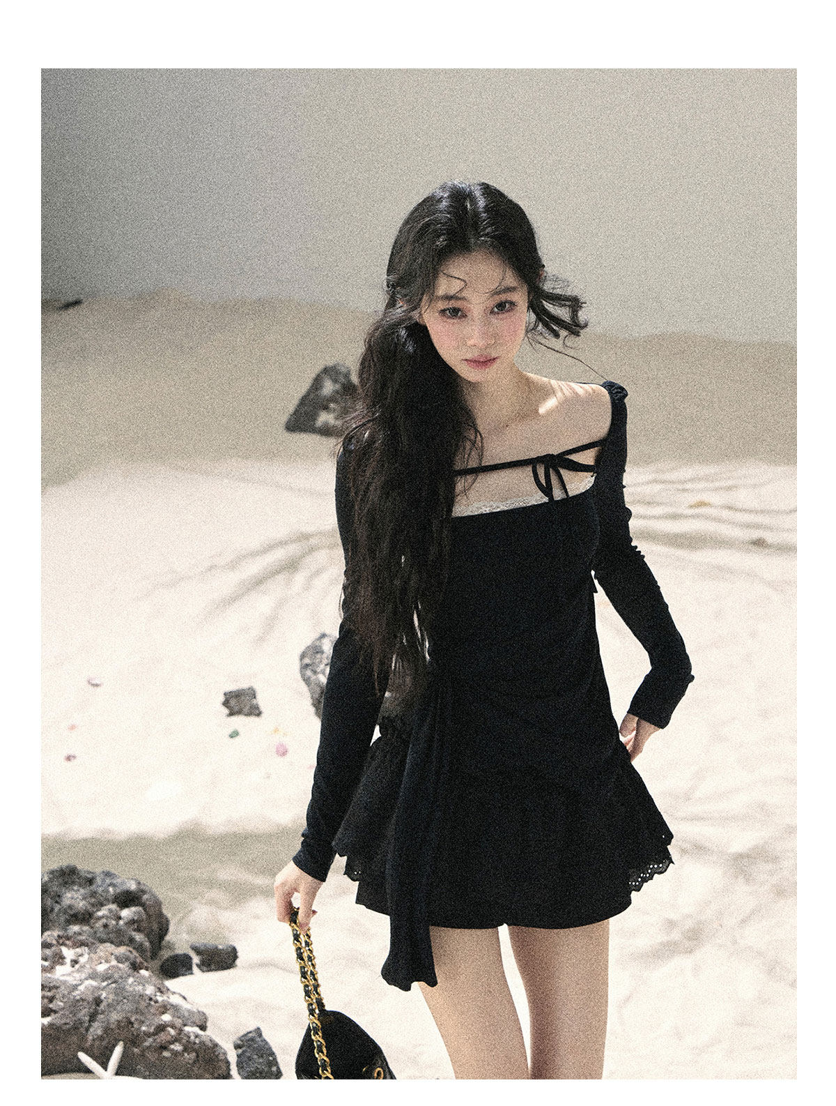 ShaoYeYan Aomalm Suspended Moonlight Long Sleeve Square Neck Lace Top