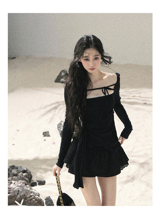 ShaoYeYan Aomalm Suspended Moonlight Long Sleeve Square Neck Lace Top