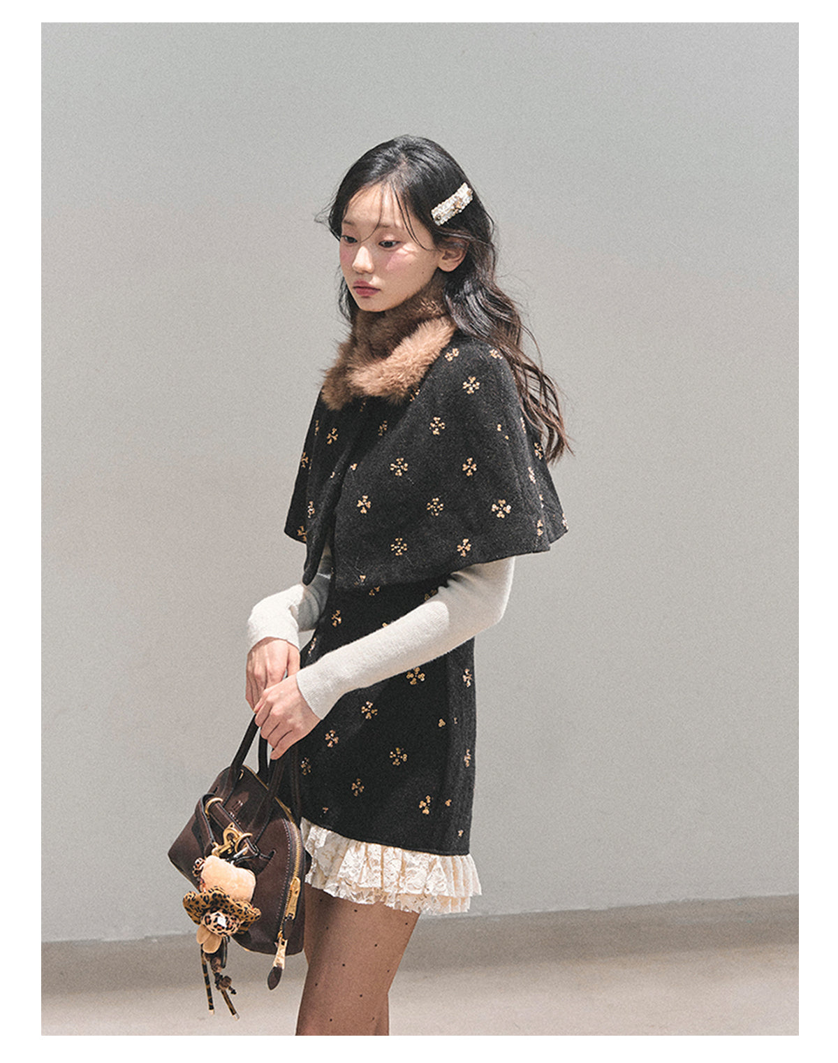 ShaoYeYan Aomalm Waltz on a Snowy Night Wool Cape Dress