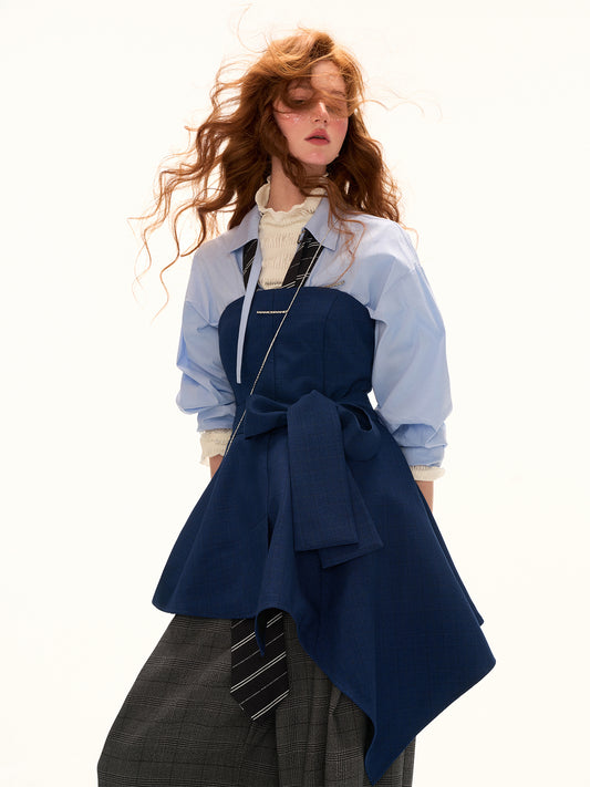 MAMC Blue Bow-Tie Bustier Dress