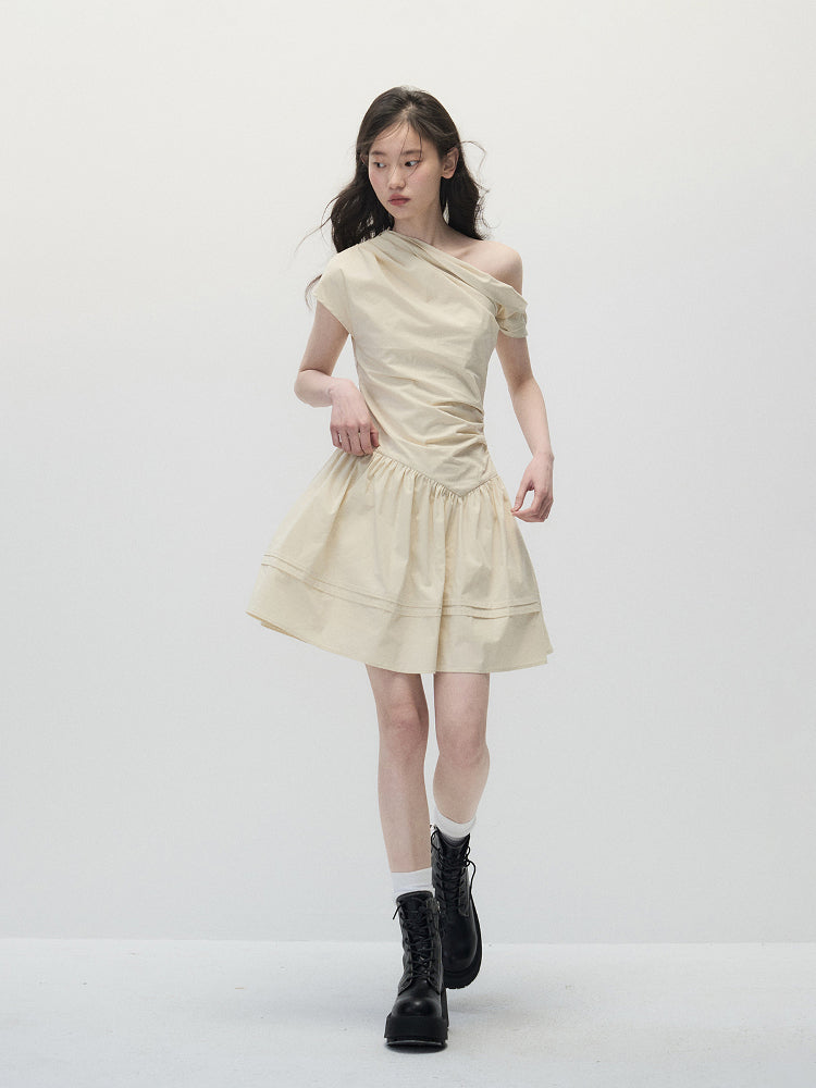 ANNATTO Asymmetrical Shoulder Dress