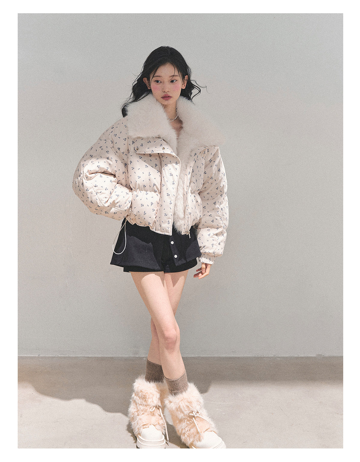 ShaoYeYan Silent Blue White Duck Down Puffer Jacket