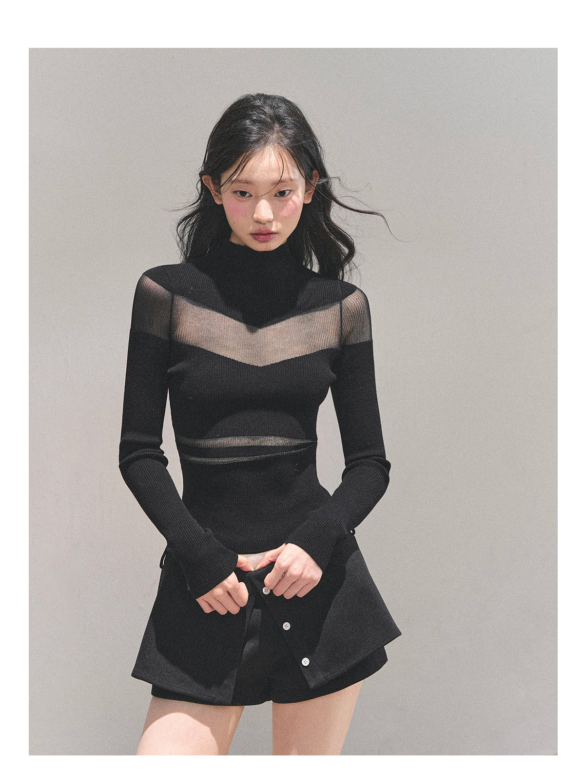 ShaoYeYan Night Whispers Semi-Turtleneck Knit Top