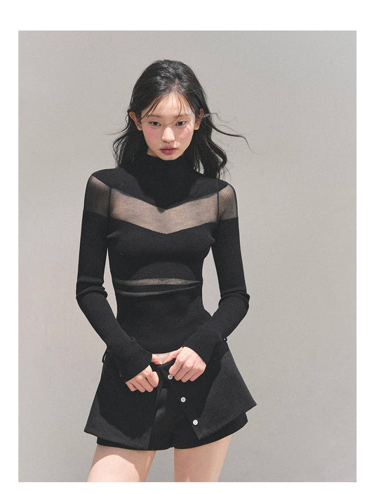ShaoYeYan Night Whispers Semi-Turtleneck Knit Top