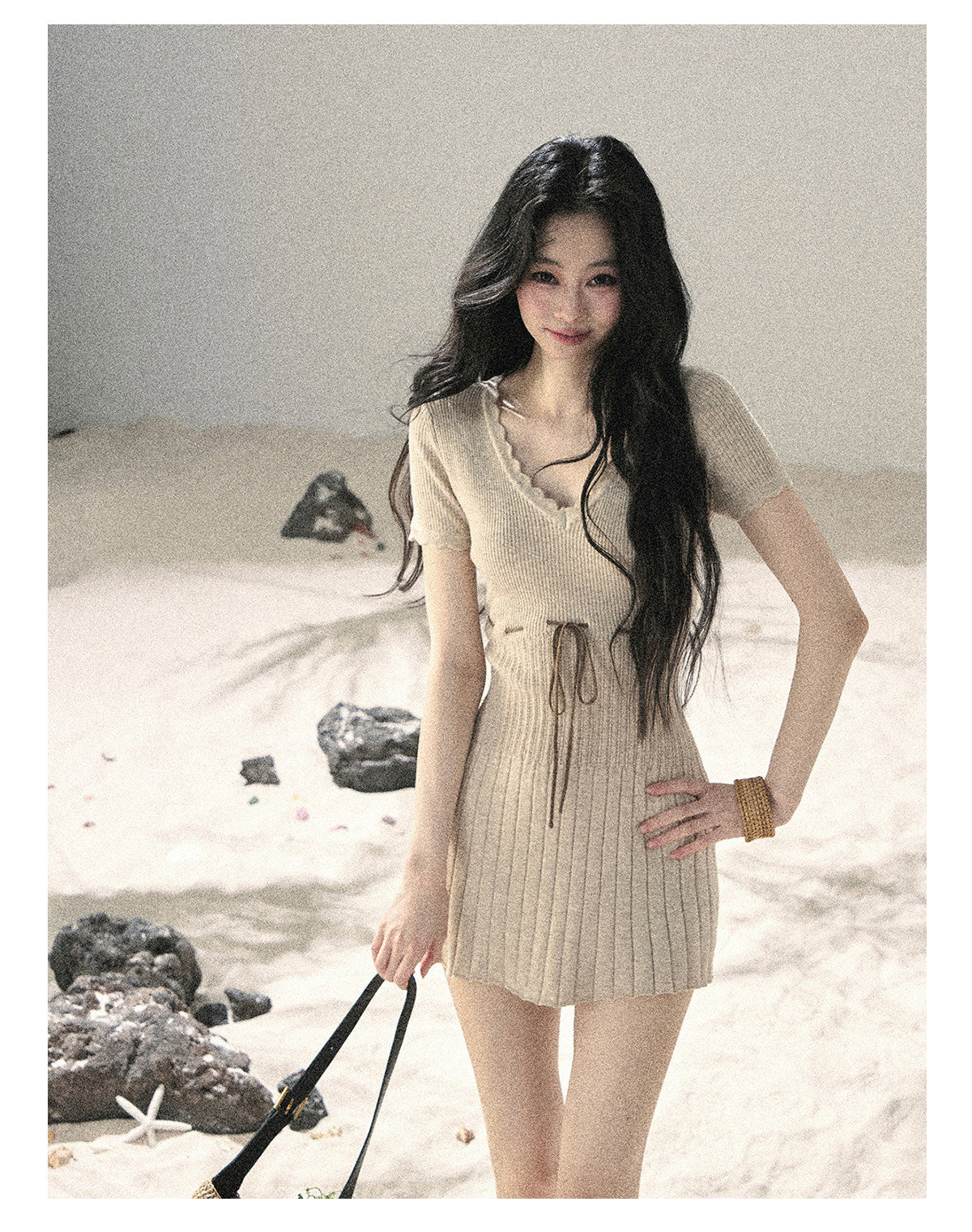 ShaoYeYan Aomalm Like Evening Breeze's Soft Hum French Lace Knit Dress