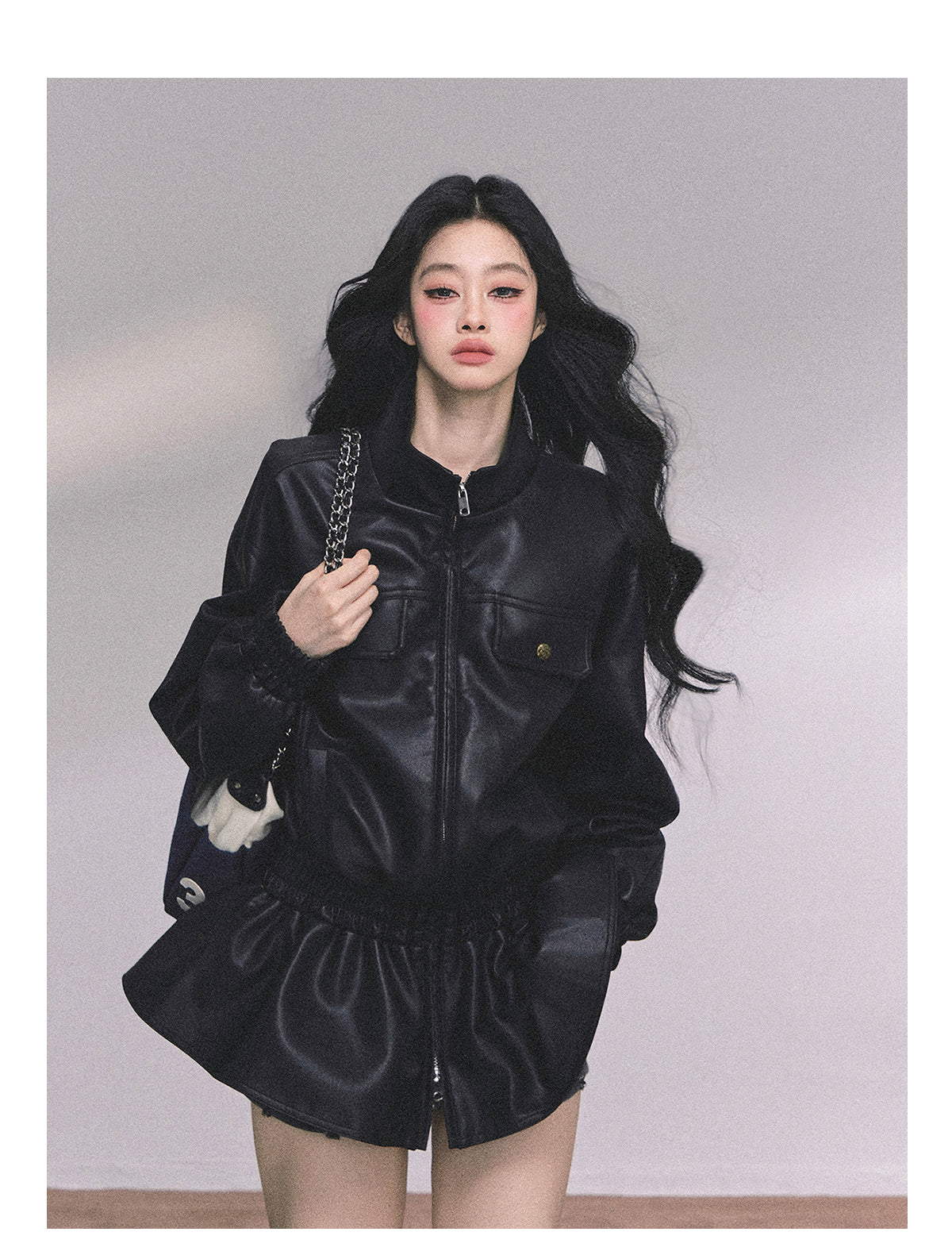 ShaoYeYan Ethiopian Wilderness Loose Fit Biker PU Leather Jacket