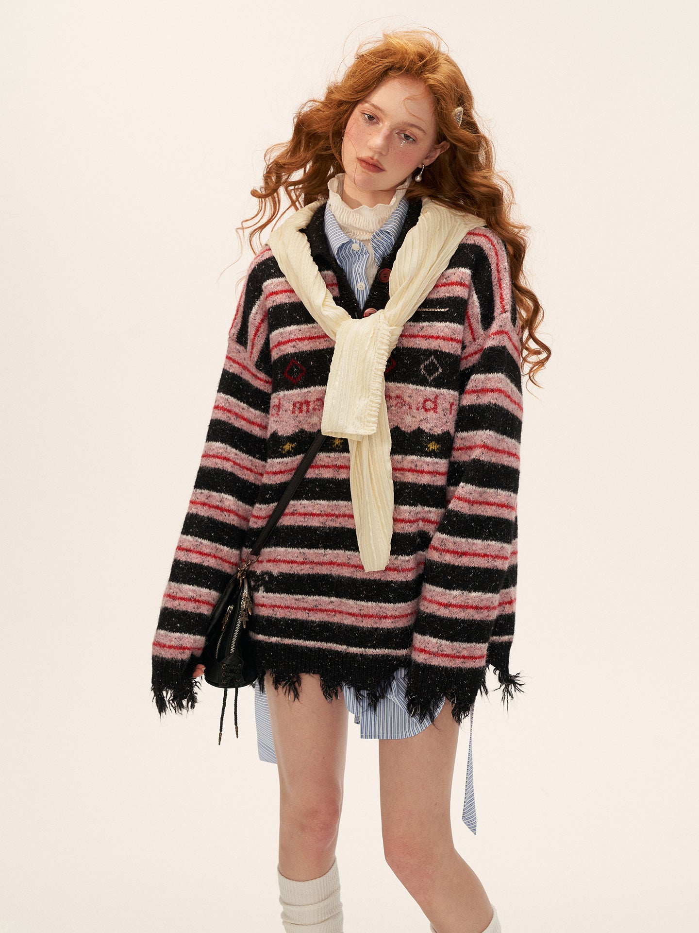 MAMC Star Striped Polo Collar Sweater