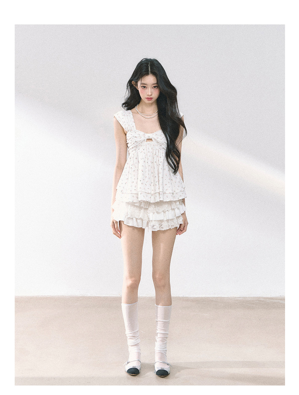 SHAOYEYAN French Lace Tiered Mini Skirt