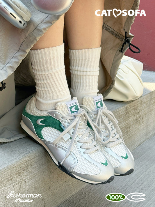Cat&Sofa Silver-Green Fisherman Sneakers