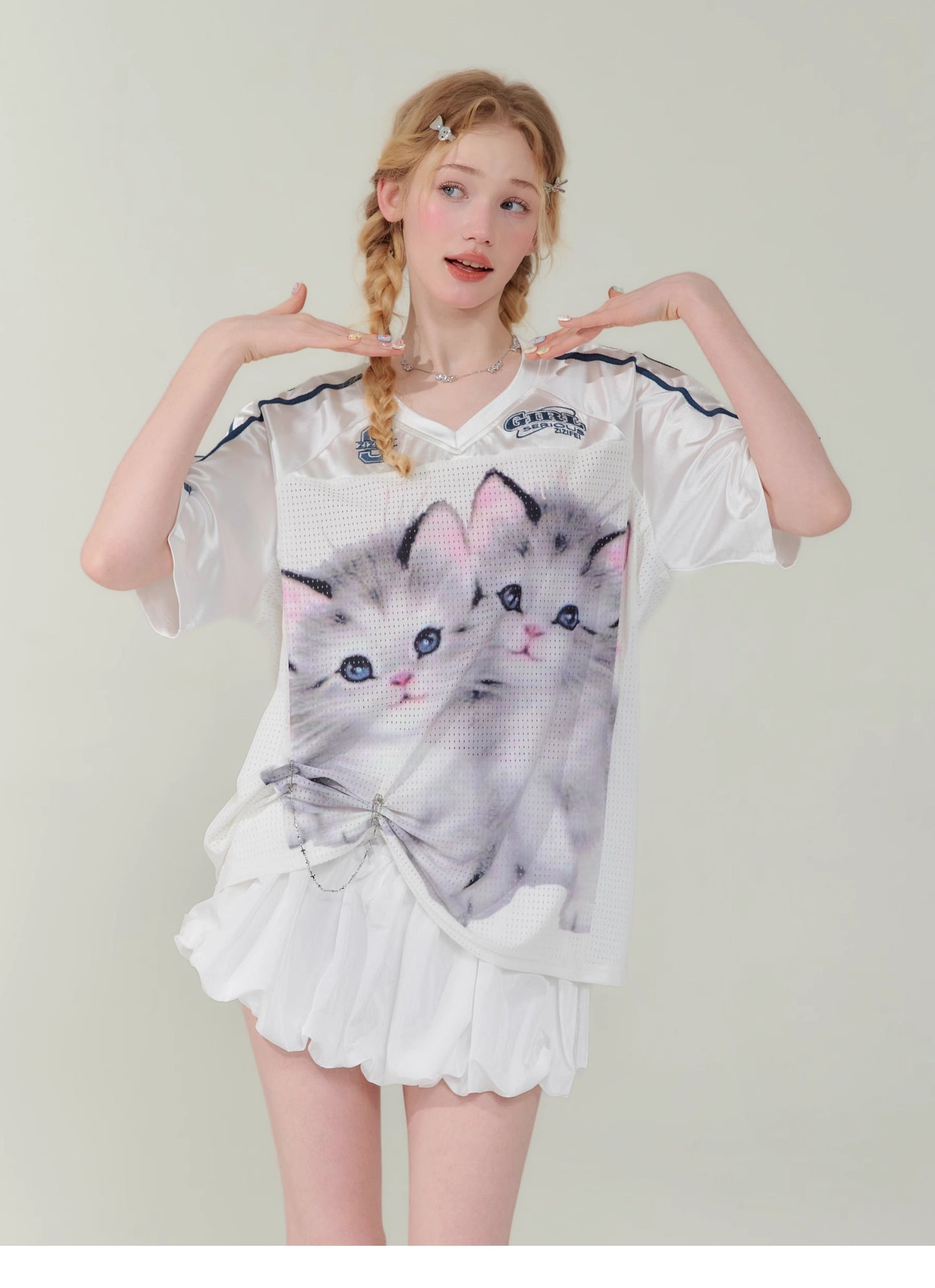 ZiziFei Vintage Cat Print T-Shirt