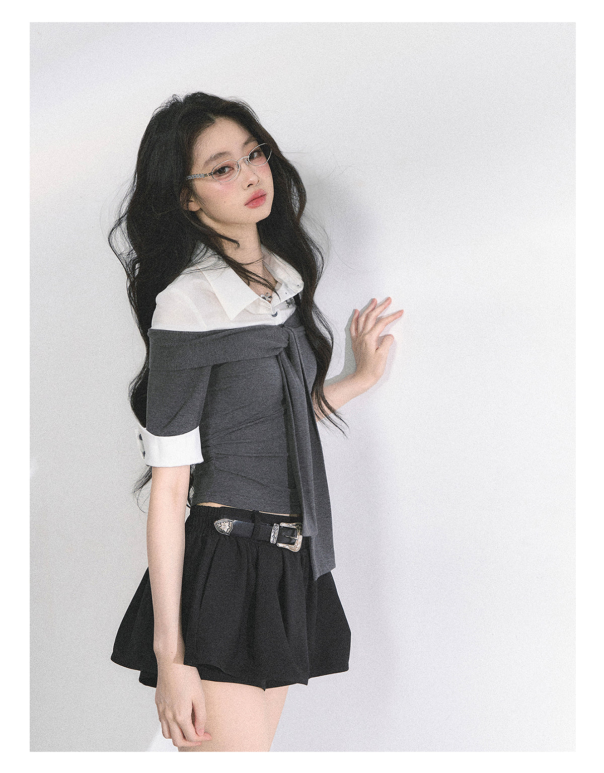 SHAOYEYAN American Style Mock Two-Layer Tee