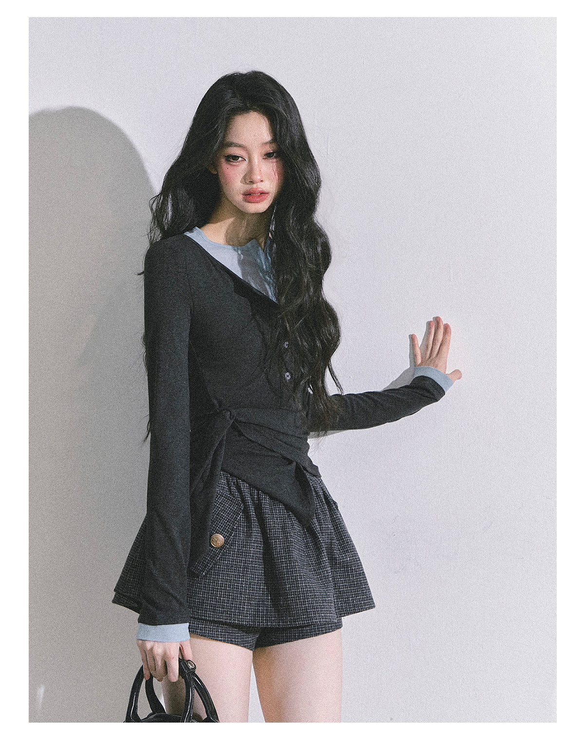 ShaoYeYan Hayton Academy Fake Two-Layer American Long Sleeve Top