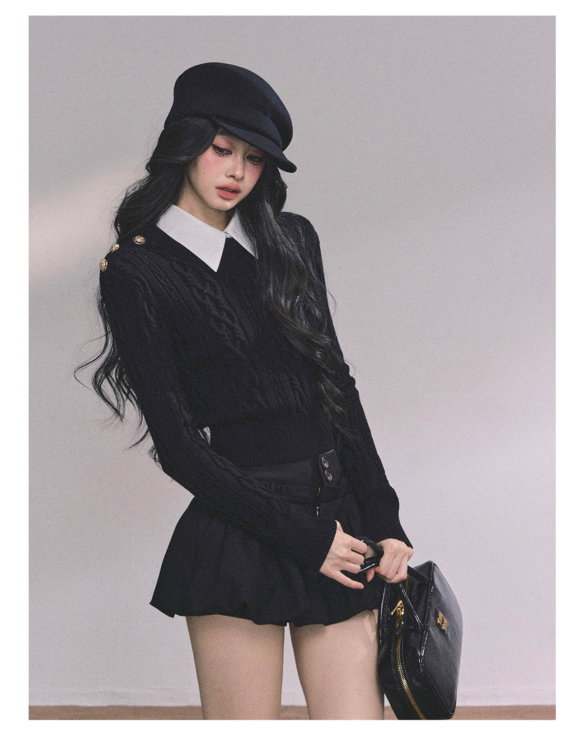 ShaoYeYan Intellectual Aesthetic Fake Two-Layer Knit Sweater