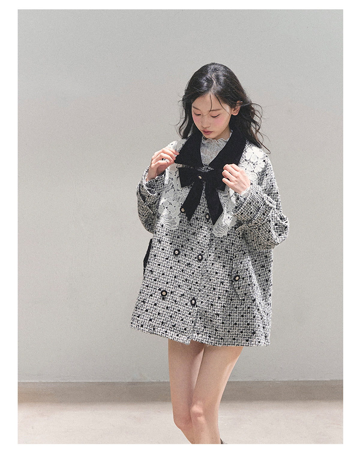 ShaoYeYan Aomalm Out of Focus Moment Lace Plaid Coat