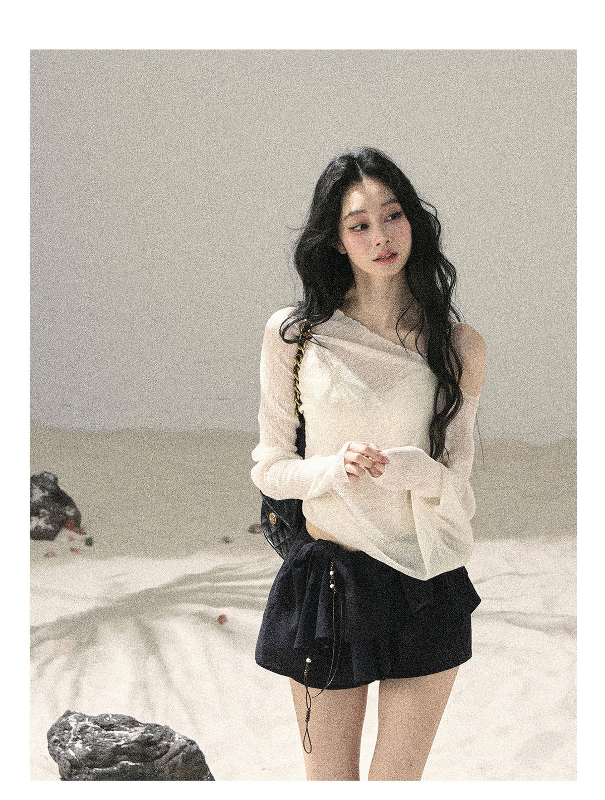 ShaoYeYan Aomalm Misty Veil Sheer Off-Shoulder Sun Cover-Up