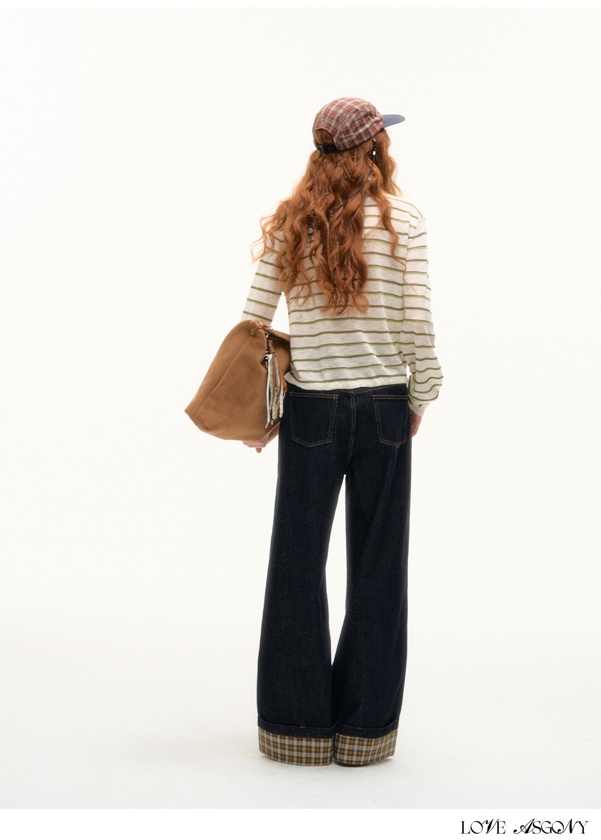 AsGony Striped Polo Collar Drawstring Hem Knit Top
