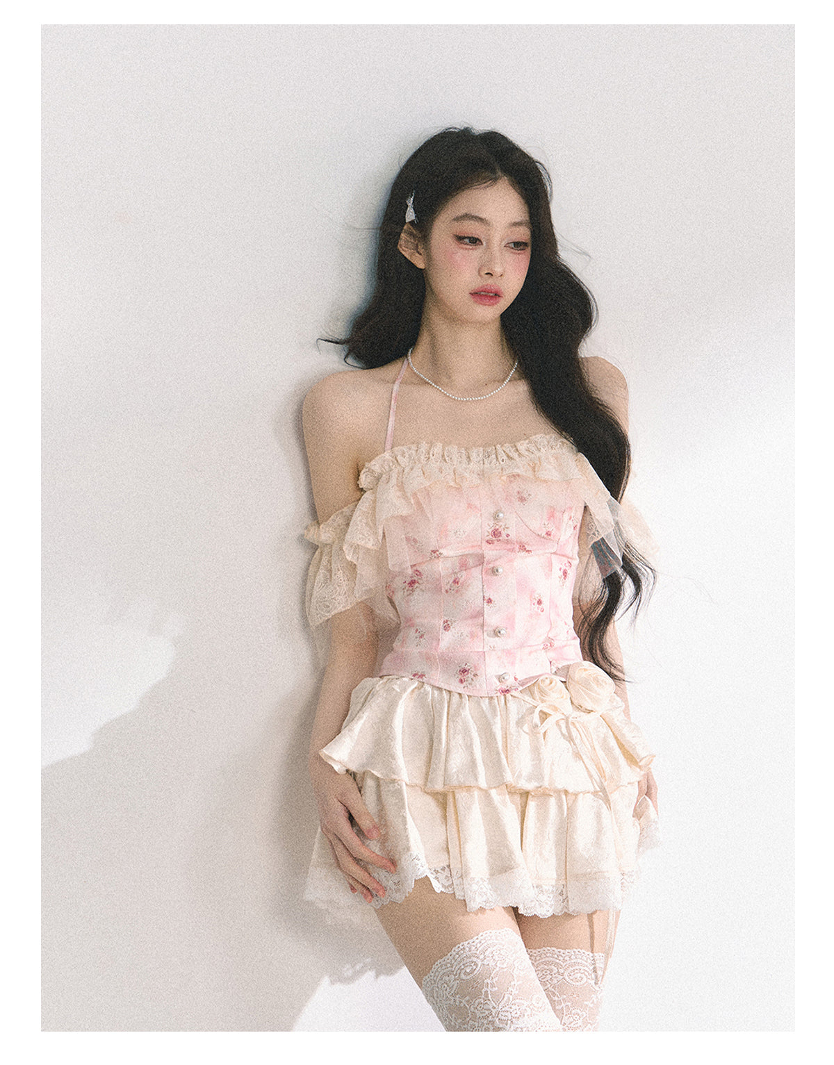 SHAOYEYAN French Lace Floral Halter Top
