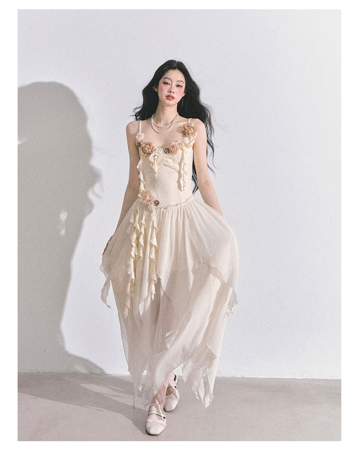 SHAOYEYAN Tuileries Garden French Floral Strappy Dress