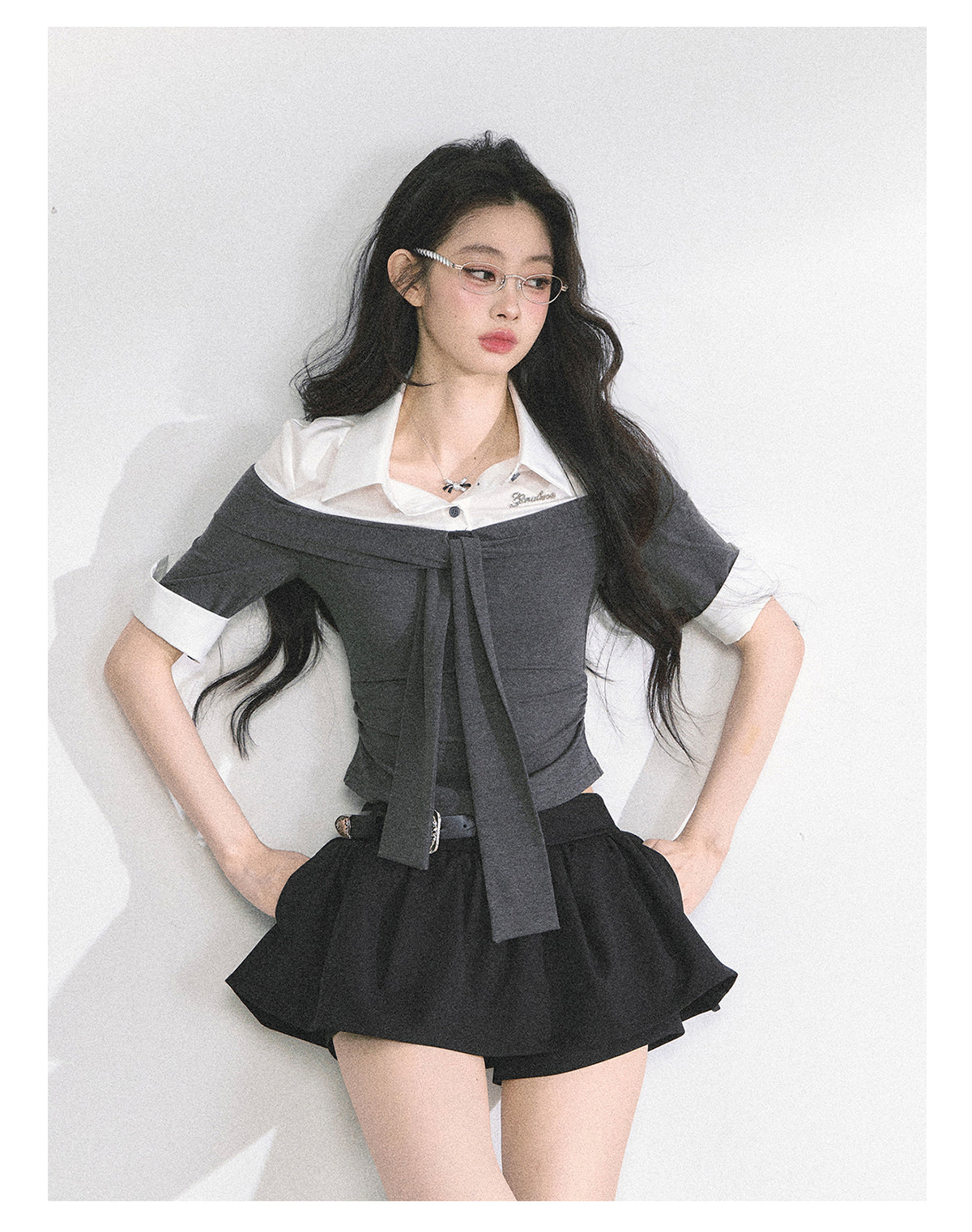 SHAOYEYAN American Style Mock Two-Layer Tee