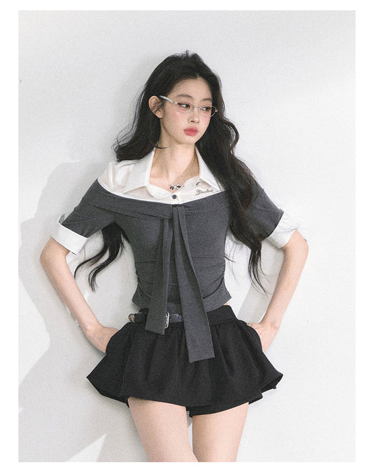 SHAOYEYAN American Style Mock Two-Layer Tee