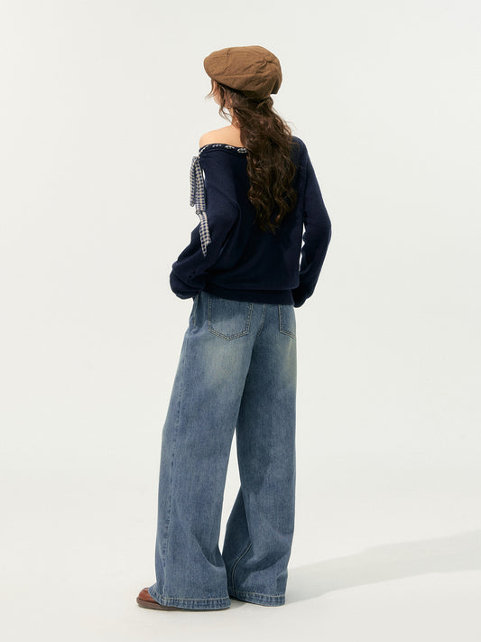 SOMESOWE Lace-Print Flared Jeans