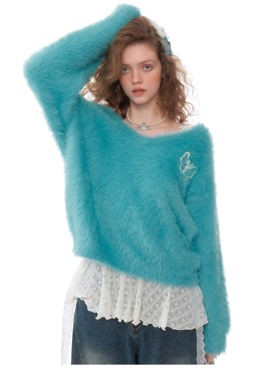 ziziFei Faux Mink Knit Sweater