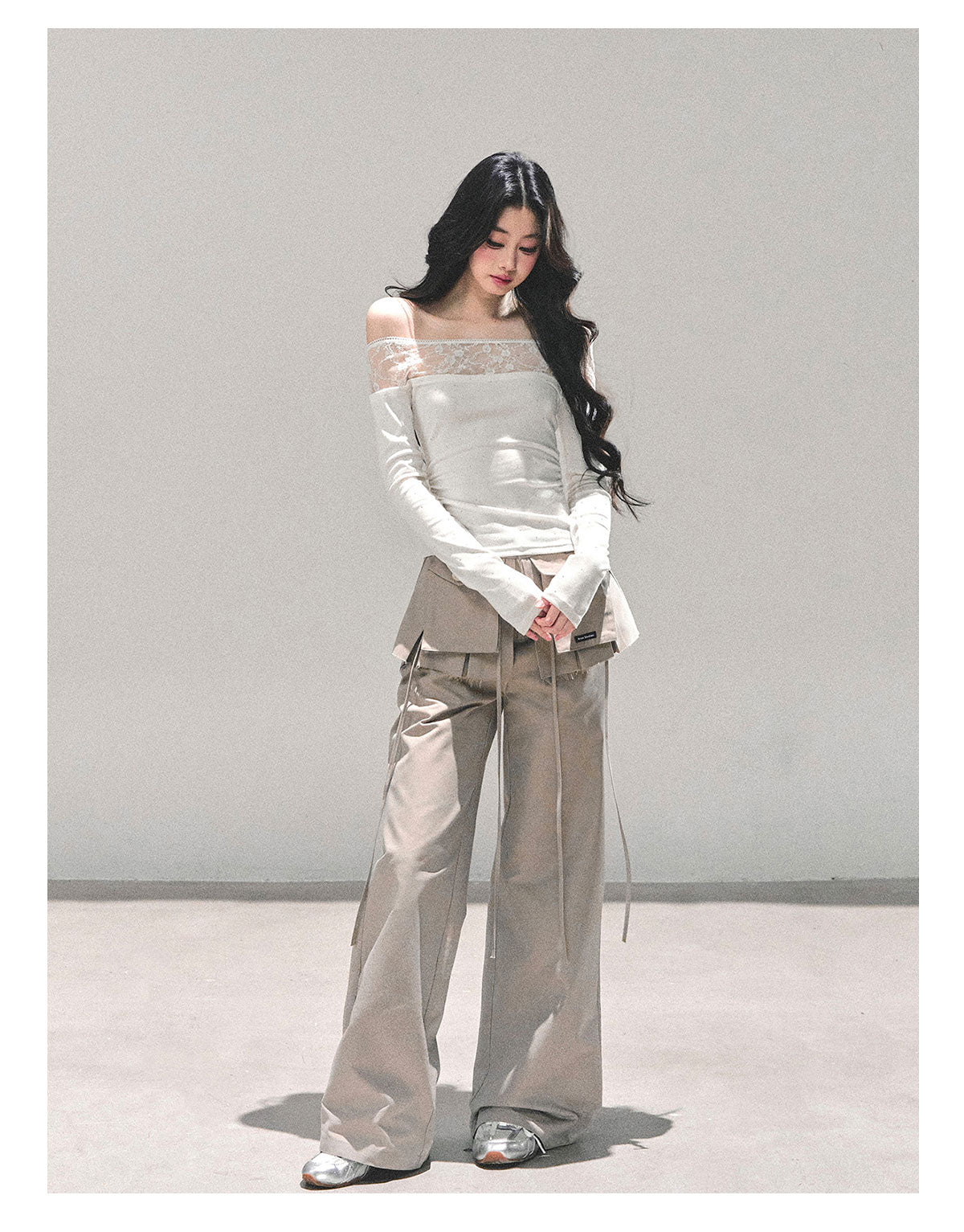 ShaoYeYan Blank Warmth Off-Shoulder Long Sleeve T-Shirt