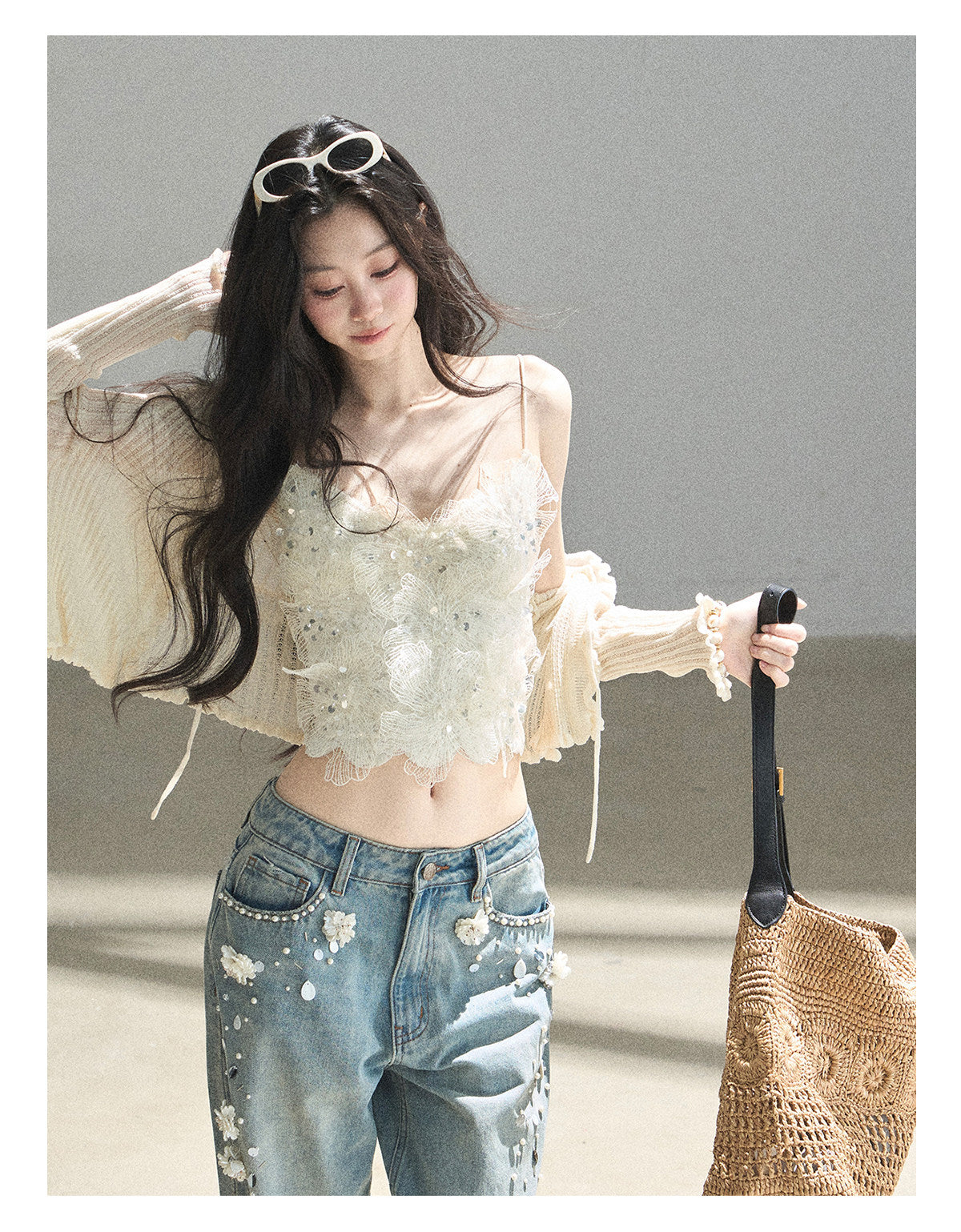 ShaoYeYan Aomalm Waiting for a Passing Breeze French Lace Cami Set (free size)