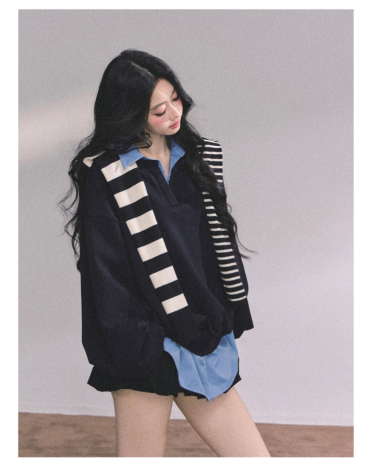 ShaoYeYan High IQ College Fake Two-Piece American Loose Fit Hoodie