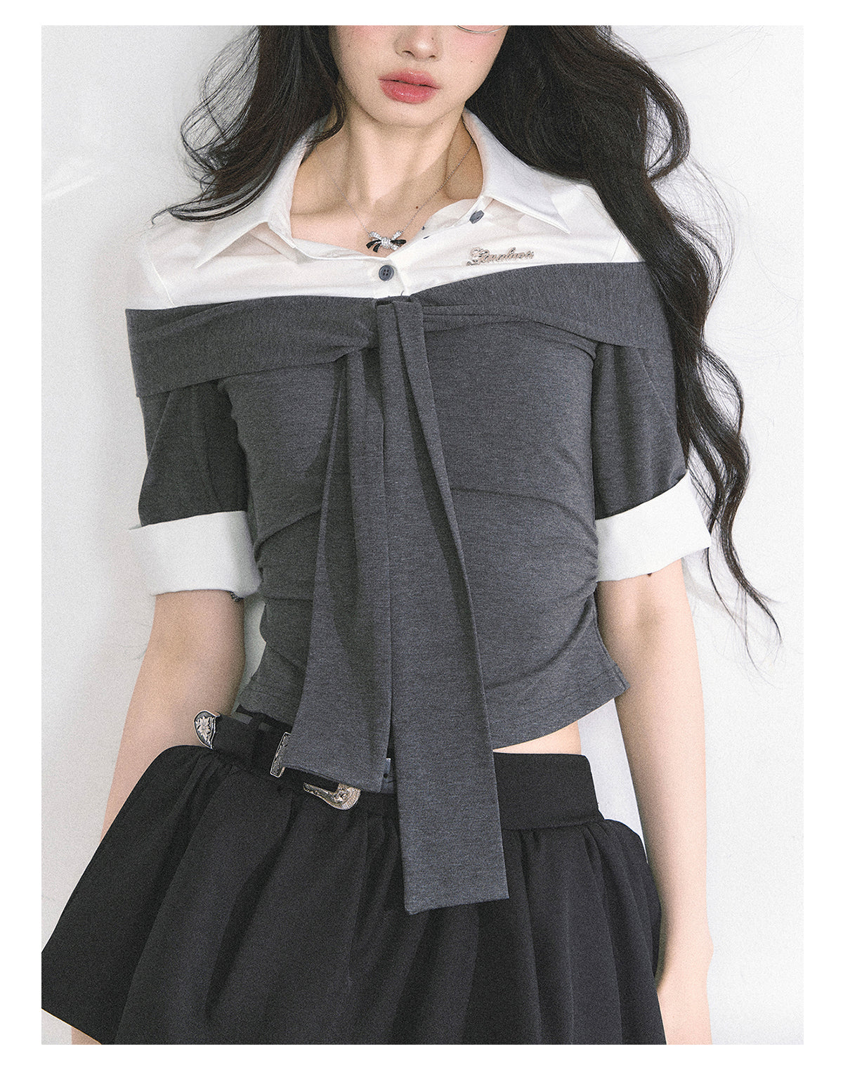 SHAOYEYAN American Style Mock Two-Layer Tee