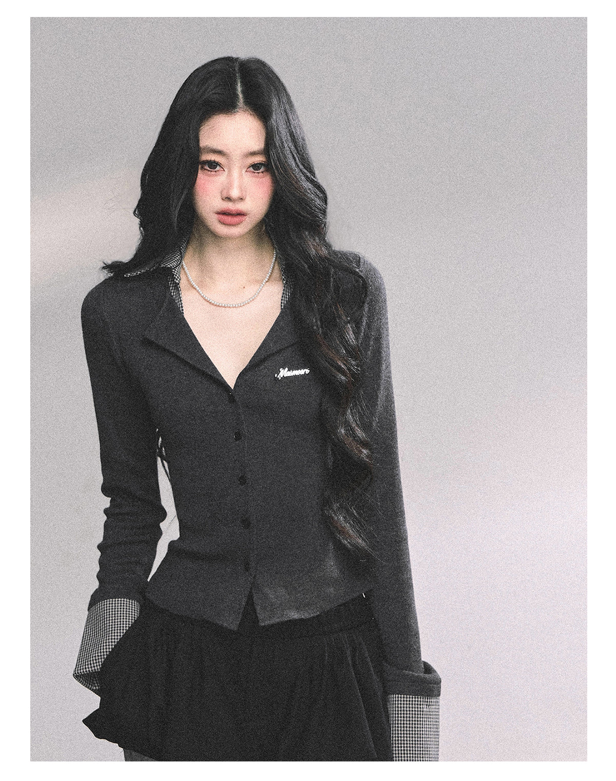 ShaoYeYan Transfer Student Girl Fake Two-Piece American Knit T-Shirt