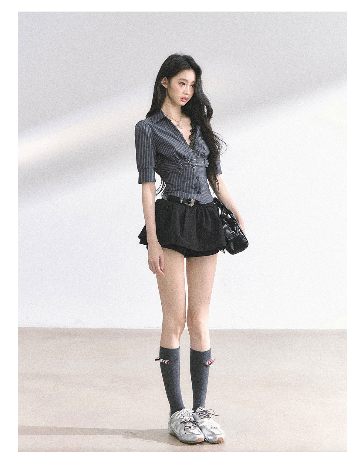SHAOYEYAN French Lace Striped Shirt