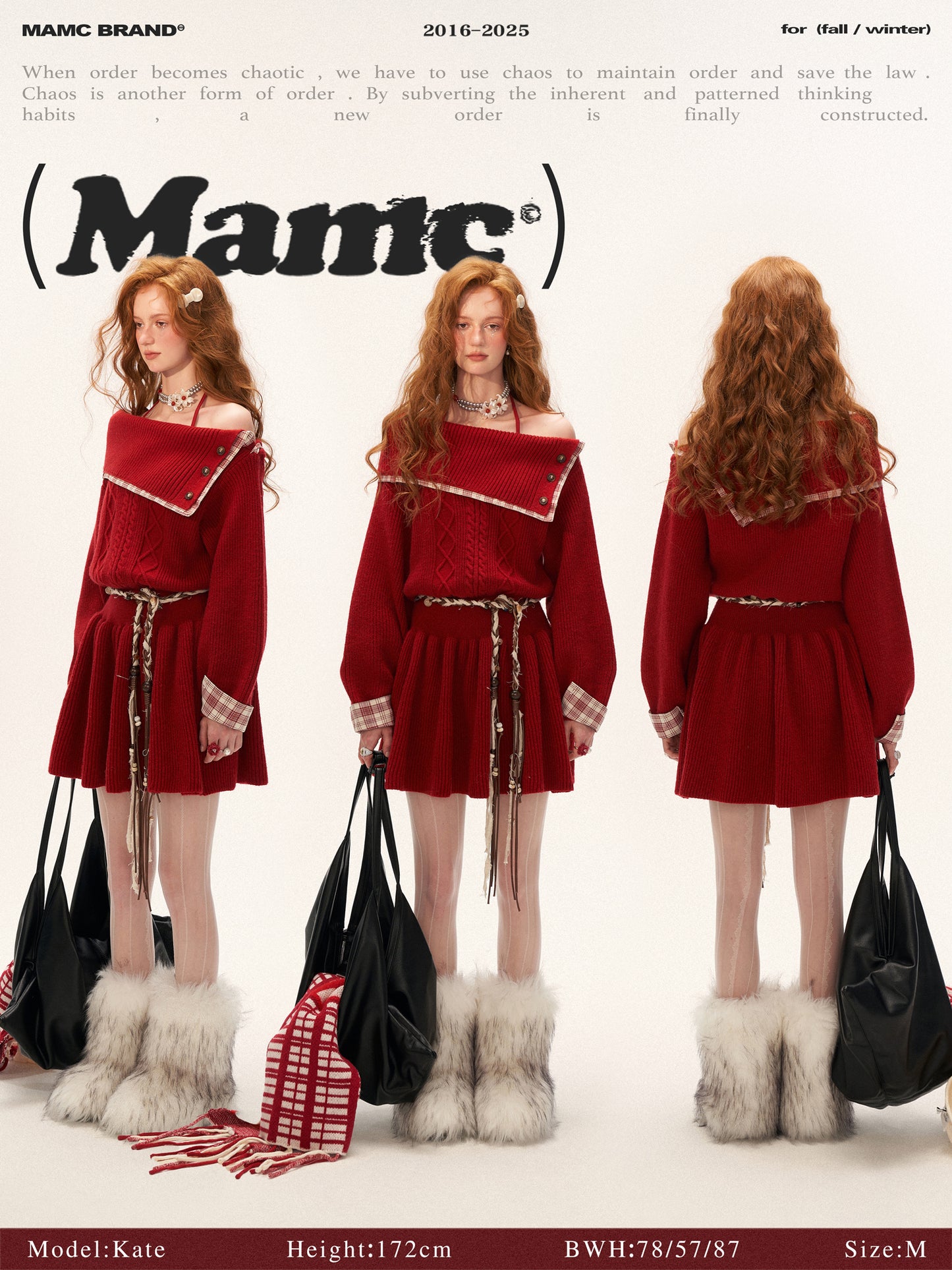 MAMC Plaid Panel Off-Shoulder Dress Sweater