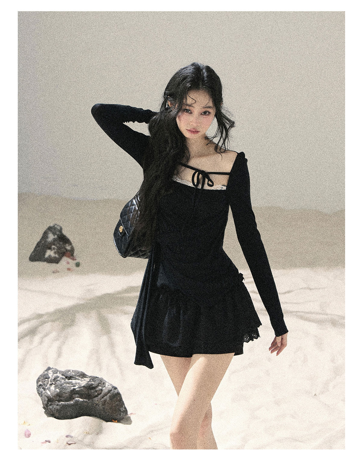 ShaoYeYan Aomalm Suspended Moonlight Long Sleeve Square Neck Lace Top