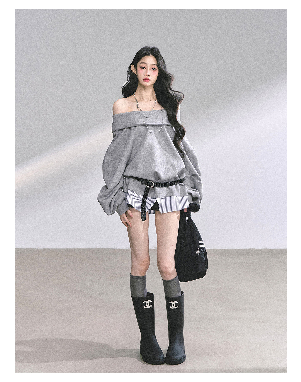 SHAOYEYAN Fake Two-Piece Oversized Hoodie (with belt)