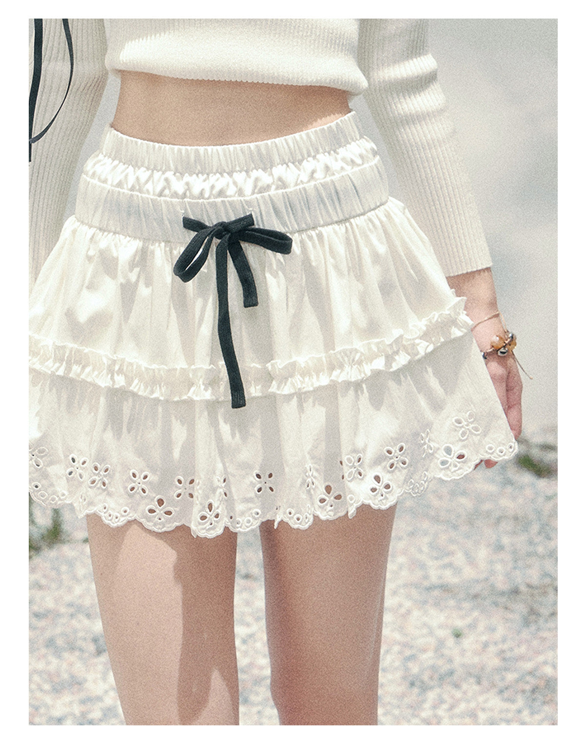 ShaoYeYan Aomalm Spring Field Skirt French White Midi Skirt