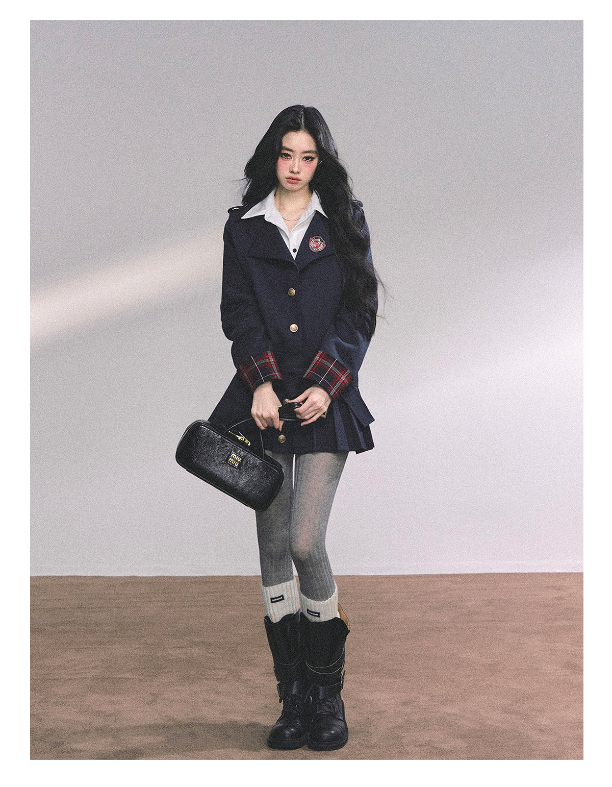 ShaoYeYan Ivy League Prep Student Fake Two-Piece American Long Sleeve Dress