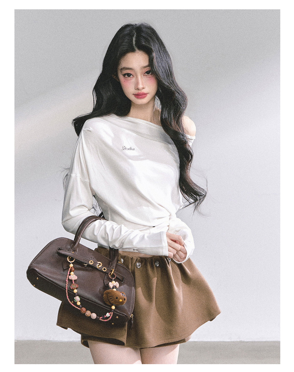 SHAOYEYAN Off-Shoulder Waist-Defining Long Sleeve Tee