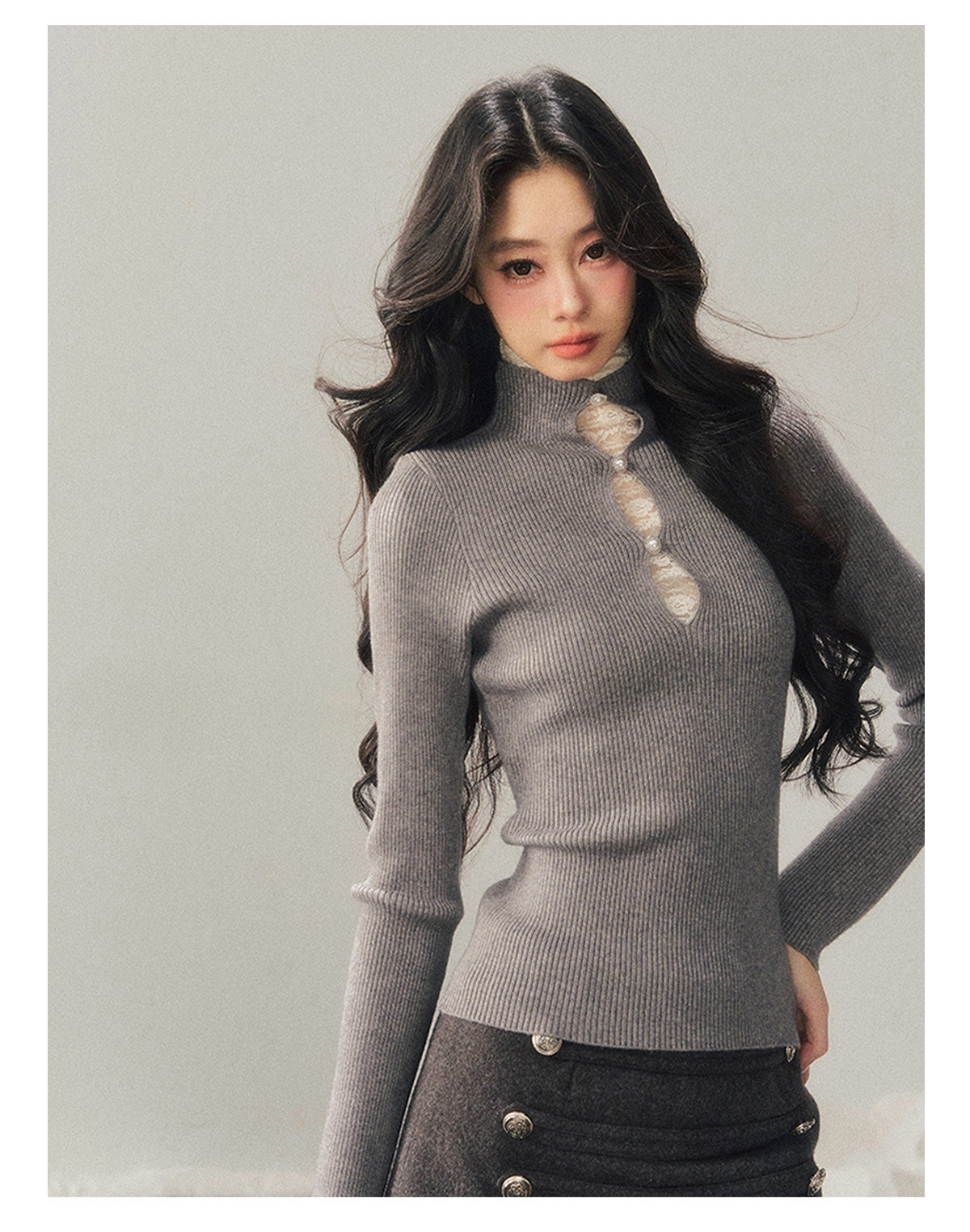 ShaoYeYan Aomalm Lace Weaves Dreams Fake Two-Layer Lace Knit