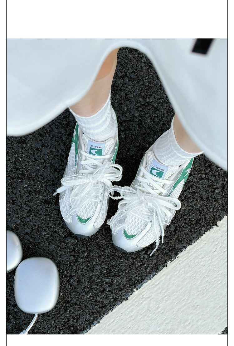 Cat&Sofa Silver-Green Fisherman Sneakers