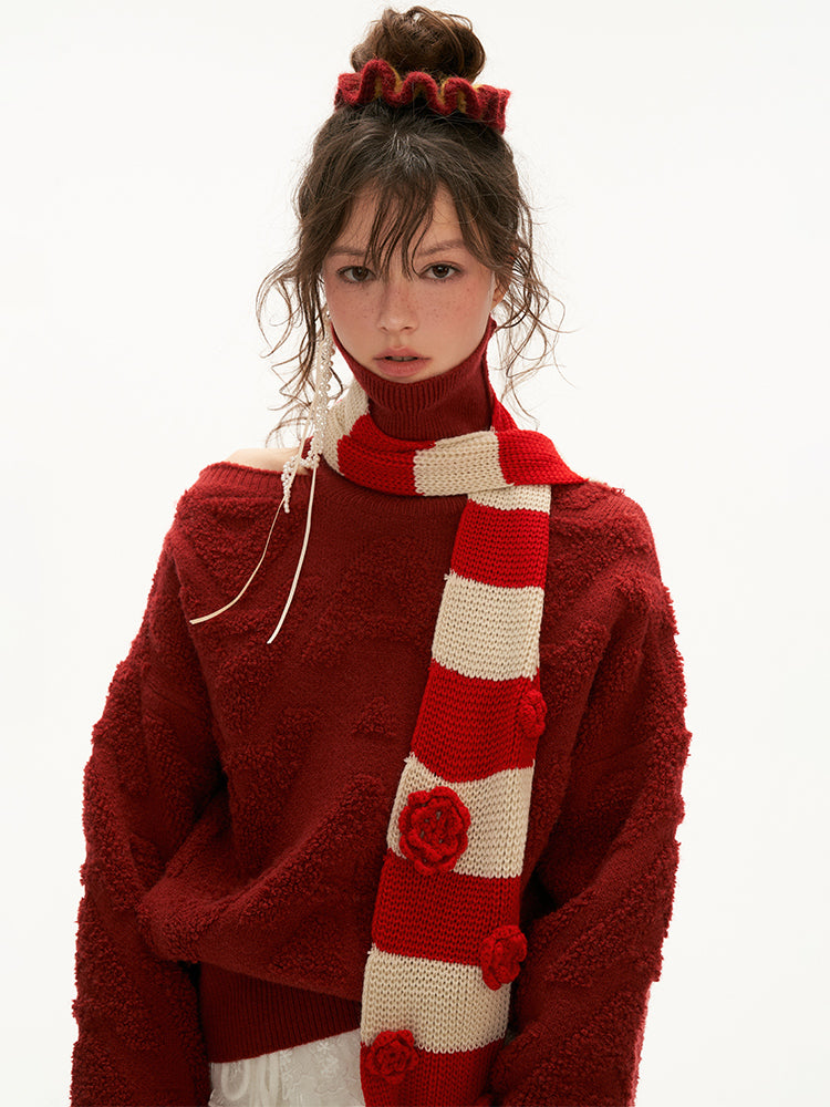 MAMC Off-Shoulder Embroidered Sweater