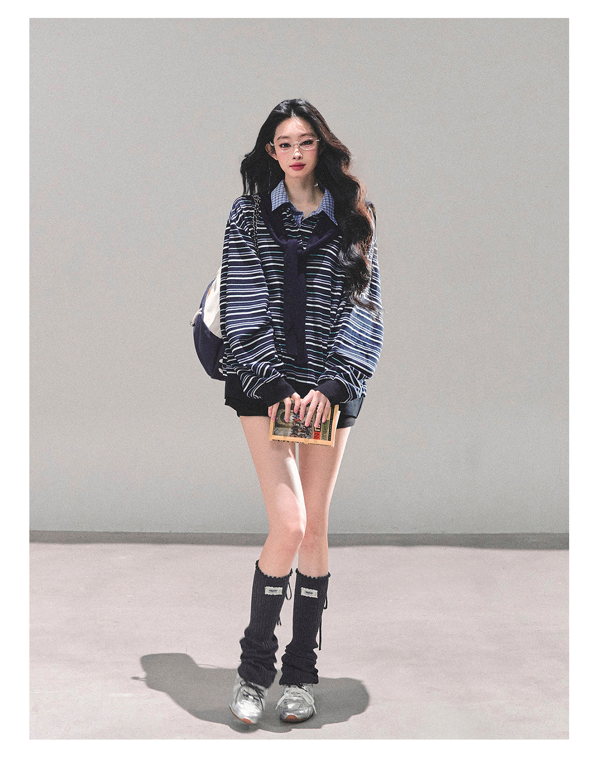 ShaoYeYan Fake Two-Layer Striped Polo Collar T-Shirt