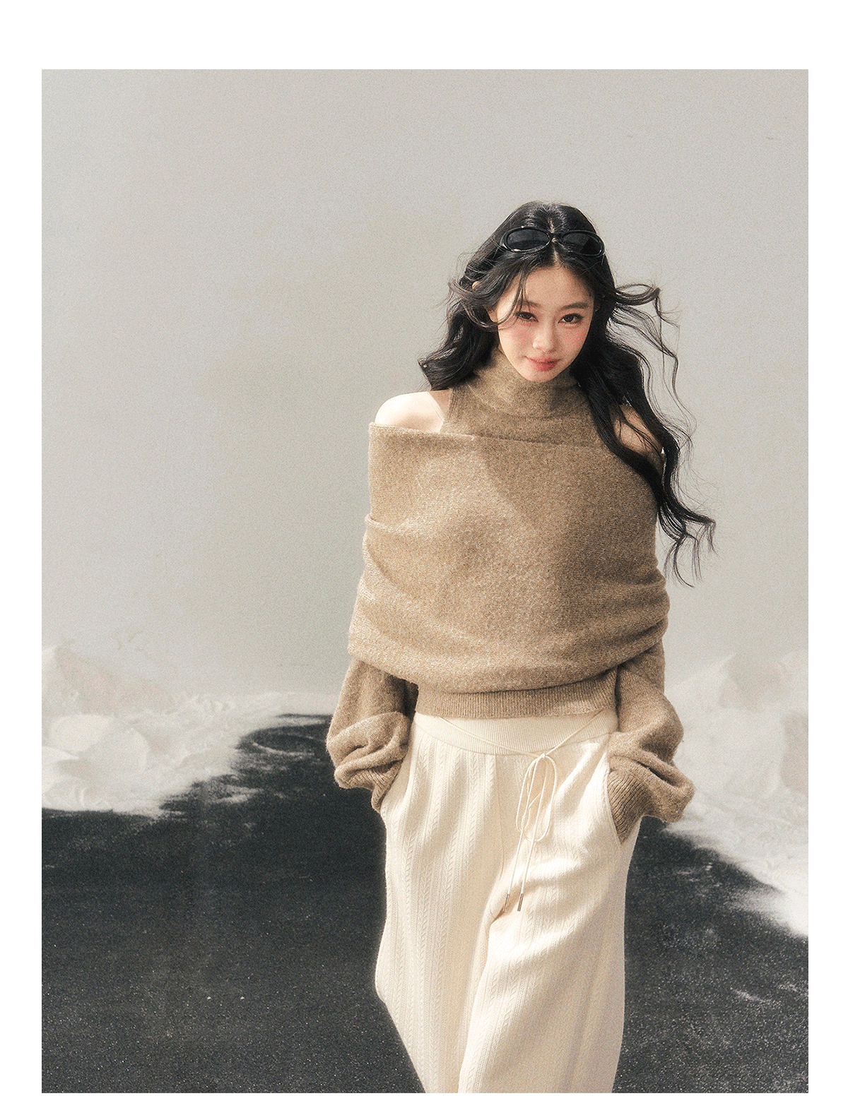 ShaoYeYan Aomalm Sunset's Echo Off-Shoulder Knit Set (one size)