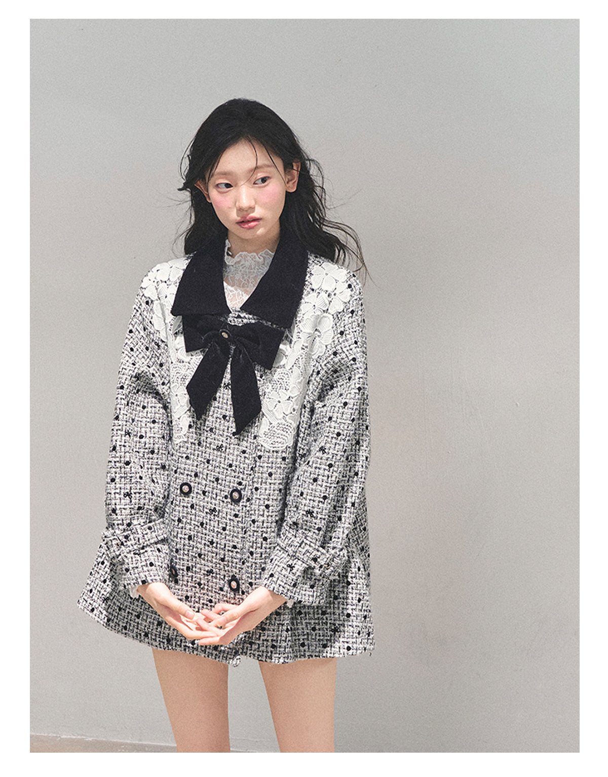 ShaoYeYan Aomalm Out of Focus Moment Lace Plaid Coat