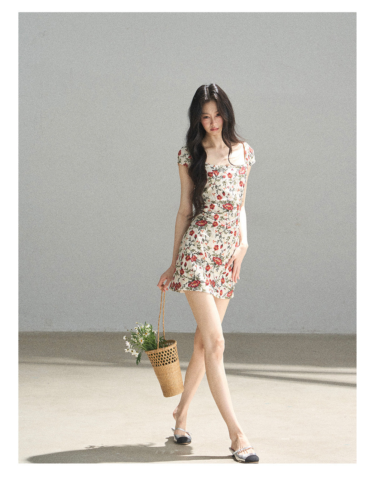 ShaoYeYan Aomalm Rose's Back Garden French Vacation Embroidered Floral Dress