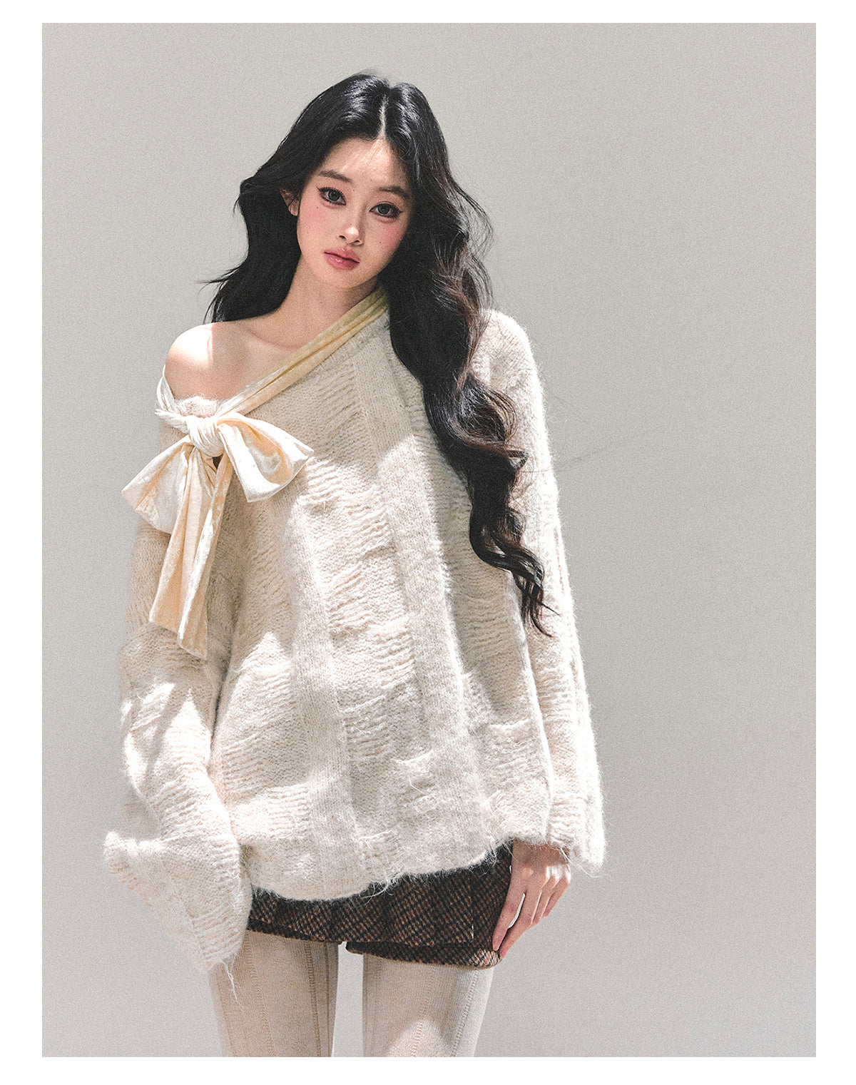 ShaoYeYan She Floods The Morning French Sweet Bow Sweater