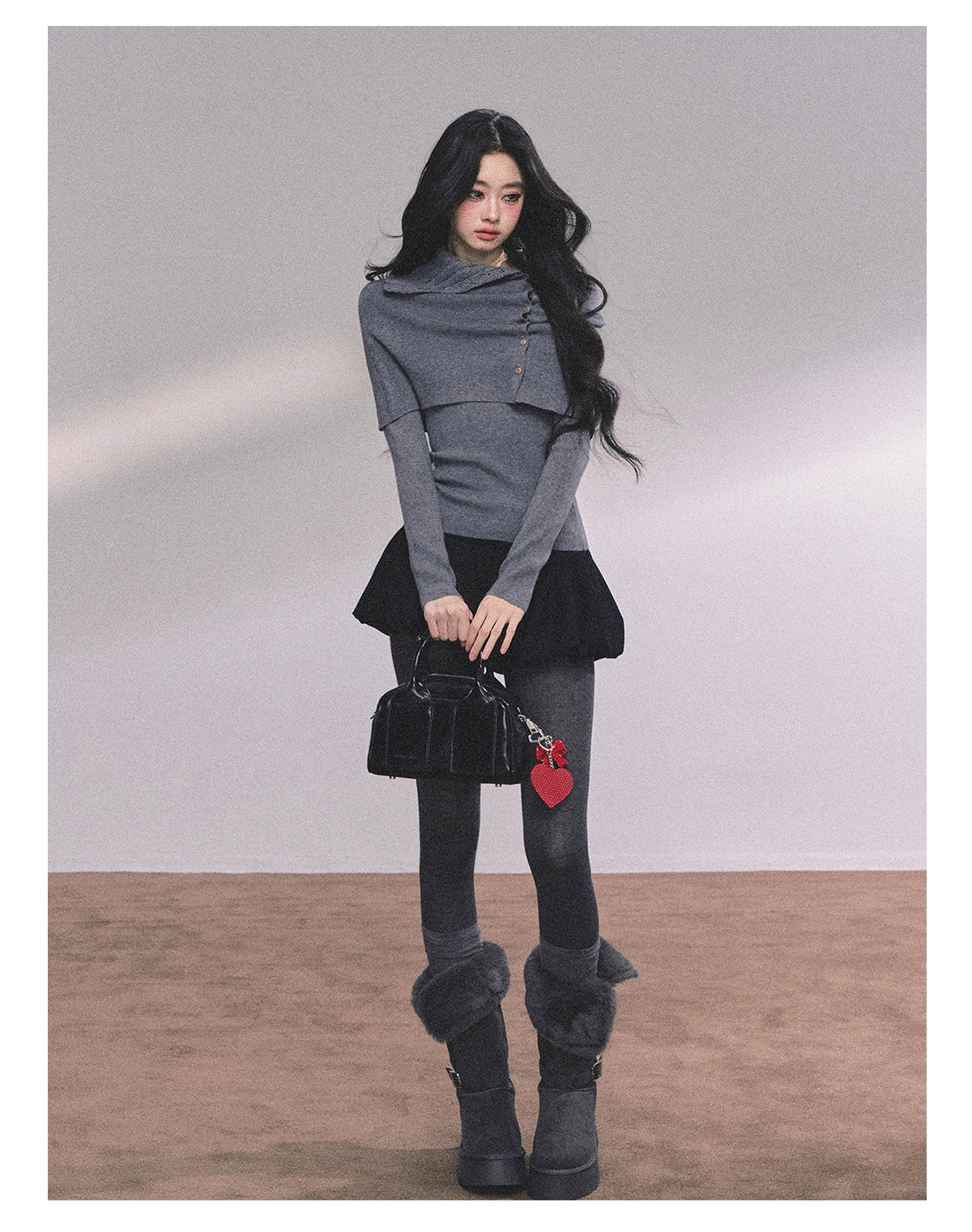 ShaoYeYan Noblewoman Waist-Defining Long Sleeve Knit Top