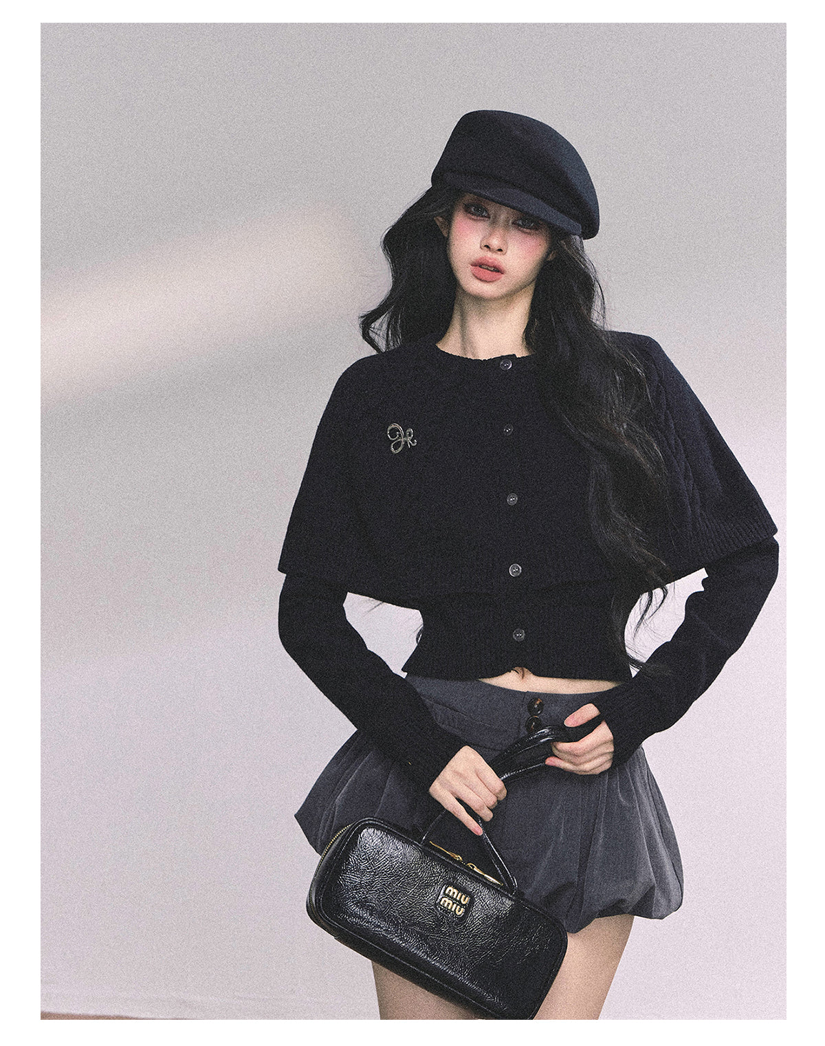 ShaoYeYan Miss Daisy American Knit Cable Cape Sweater