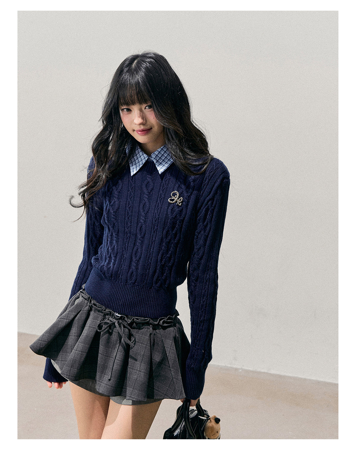 ShaoYeYan Aomalm Unfinished Poem Cable Plaid Sweater